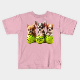 Pickleball Chihuahua Puppies Dog Lovers Kids T-Shirt